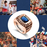 Oseew 2027 Personalized Men's Square Class Graduation Ring (Rose Gold)
