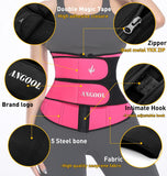 ANGOOL Neopren Waist Trainer For Women,Workout Plus Size Trimmer Belt Sauna Sweat Corset Cincher With Zipper 2XL Pink