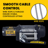 Novawinch TH1000 Electric Hoist 1000 lb - 12V DC Power Hoist with Mechanical Brake - Cable Hoist with Plug in Remote Control - Vertical or Horizontal Mount Lifting System for Material Handling