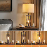 Reaketon Table Lamp for Living Room Set of 2 with USB Charging Ports, 3-Way Dimmable 27.6" Farmhouse End Lamps for Bedroom, Industrial Nightstand Lamps,Bulbs Included(Oil-Rubbed Bronze)