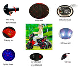 12V Electric Kids Motorcycle for 3-8 Year Old Boys Girls, 3-Wheel Ride-On Toy Motorbike with Lighting Wheels, Music Player (Connect with Phone) and Hand Drive (RED-1)