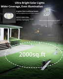 Ofuray Of-10000W Solar Flood Lights Outdoor,18Ah High-Power Solar Street Light with Motion Sensor,4 Lighting Modes, 3000K/4000K/6500K, Dusk to Dawn, 9.8FT Cable, Adjustable Angle, Pole & Wall Mount