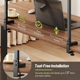 STHYTON Clamp On Desk Shelf, Metal & Wooden Desktop Bookshelf & Heavy Duty Desktop Organizer, Desk Accessories,38.3" W x 33" H (Black) 999BKSSJ197