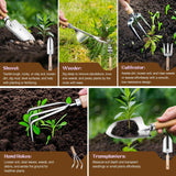 Gardening Tools Set 9-Piece Heavy-Duty Gardening Hand Tools with Floral Tote Bag and Repotting Mat