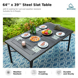 MFSTUDIO Patio Table and Chairs Set with Umbrella Hole, Outdoor Dining Set for 6 with Swivel Chairs, Outdoor Patio Furniture Set for Deck, Backyard, Poolside & Garden