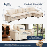 PHI VILLA Sectional Cloud Couch L Shaped 4-Seat Modular Sofa with Ottoman