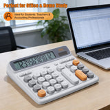Niodel 12-Digit Desktop Calculator, Dual Power (Solar & Battery), 7.7inch