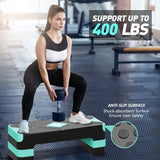 GYMMAGE Aerobic Exercise Stepper - Adjustable Workout Platform, 26.5" Step Deck with 4" 6" 8" Height Risers, Women's Home Gym Cardio Fitness
