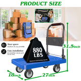 Platform Truck, 880lbs Capacity Heavy-Duty Foldable Hand Cart w/ 360° Swivel Wheels