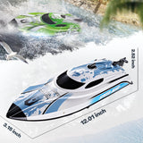 BEZGAR RC Boat, 12 inch Remote Control Boat for Kids and Adults, 25 KPH Fast RC Speed Boats with 700mAh Battery, Ideal Waterproof Toy Boats for Lakes & Pools - TX126 White