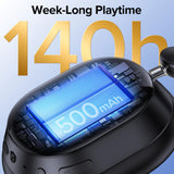 Hybird Active Noise Cancelling Bluetooth 6.4 Headphones Wireless 140 Hrs Playtime ANC & Battery Display Over Ear Headphones With ENC Mic Hi-Res Audio Comfort Earcup Headphones for Travel Game Music