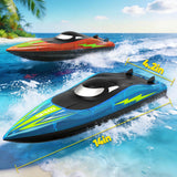 RC Boat with LED Lights - Toddler 14Inch Remote Control Boat for Kids and Adults, 2.4Ghz Fast RC Boats 15 KPH for Lakes & Pools with 4 Rechargeable Battery, Summer Toys Gifts for Kids Age 8-12 (2)