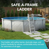 Puri Tech 15' x 52" Lakeview Above Ground Swimming Pool Set with Liner, Filtration System, Skimmer, Ladder, Liner Pad, and Pool Cove for Complete Backyard Swimming Pool Setup