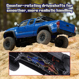 FMS 1/24 FCX24MS Toyota Tacoma S RC Crawler, Officially Licensed RC Truck 2 Speeds Switch with LED Lights, Off-Road RC Model for Adults (Blue)