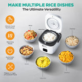 Rice Robot Personal Rice Cooker, PFAS-free, Nonstick. 1 Quart Capacity, with Stainless Steel Steamer Tray & Measuring Cups EMSON