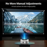 HAPPRUN 1500 ANSI Lumens Outdoor Projector with Built-in Streaming Apps, 4K Decoding Resolution, Auto Focus, Dolby Audio, Smart Projector with WiFi 6 and Bluetooth 5.2, Indoor Home Theater