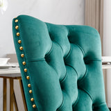 MOOLSUN Velvet Dining Chairs Set of 6, High Back Side Chairs, Modern Padded High-End Tufted Upholstered Chairs with Button-Tufted Back & Rear Pull Tabs, Gold Plated Leg E-Green(Gold Plated Leg)