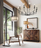 Franklin Iron Works Gentry Industrial Rustic Farmhouse Arc Floor Lamp 71 1/2" Tall Oil Rubbed Bronze 2-Light Oatmeal Fabric Drum Shade for Living Room Reading Bedroom Office House Home Decor