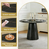 Maotifeys Modern Round Dining Table 42'' Black Marble Dining Room Table for 4, Circle Faux Marble Top Kitchen Table with Black Pedestal for Dining Room, Bistro, Breakfast (Table Only)
