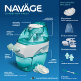 Saline Nasal Rinse Kit with 1 Nose Cleaner, 20 Salt Pods, Sky Blue Travel Bag Navage