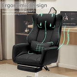 Cross Legged Office Chair with Footrest,Big and Tall Leather Executive Chair with Reversible Armrest