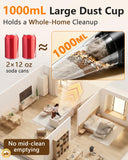 15-Min Fast Cleaning 120㎡ Room Handheld Vacuum Cordless - 26000Pa Strong Suction with Brushless Motor 18-36 Min Runtime Portable Vacuum - 1000mL Dust Cup One-Touch Emptying - Ease Use for Debris Hair