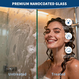 44-48 in. w x 72 in. h Semi-Frameless Double Sliding Shower Door, Clear Tempered Glass, Matte Black Frame for Walk-in Shower, Space-Saving Solution for Tight Bathrooms