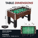 Hathaway Primo 56-In Foosball Table for Family Game Room - With Counterbalanced Players, E-Z Spin Bearings, Analog Scoring Units, Easy-Grip Handles & Adjustable Leg Levelers - Wood Grain Finish