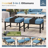 MFSTUDIO 6 Piece Metal Patio Furniture Set with Denim Blue Cushion
