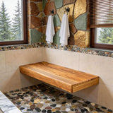 Minimalist 24″Floating Teak Shower Bench: Warm, Easy to Install (No Tile!), Holds 670 lbs for a Modern Bathroom.