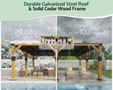 Jocisland 20' x 20' Cedar Wood Gazebo with Sloped Galvanized Steel Roof
