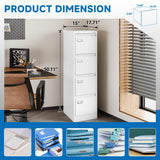 BYNSOE 4 Drawer File Cabinet with Lock Metal Vertical File Storage Cabinet Office Home Steel Vertical File Cabinet for A4 Legal/Letter Size Narrow File Cabinet Locked,Assembly Required