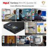 MeLE Fanless Mini PC Quieter 4C N150, 16GB RAM 512GB Storage, Win11 Pro