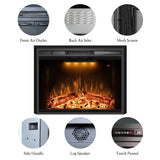 Benrocks 40'' Electric Fireplace Inserts with Glass Door, Electric Fireplace Heater with Fire Crackling Sound, Adjustable Top Light & Flame Speed, Overheating Protection, 750/1500W Black