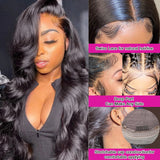 Aicrelery 13x6 HD Lace Front Wigs Human Hair Body Wave Pre Plucked 34 Inch