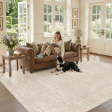 Nakagishi Neutral 12x15 Area Rugs for Living Room Washable, Beige