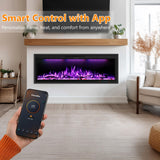 40" WiFi Electric Fireplace Insert, Ultra-Narrow Bezel Fireplace Heater with APP Control, 3 Top Light Colors, 13 Flame & Fuel Bed Colors, 9H Timer, Recessed/Wall Mounted, 750/1500W, Black