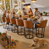 Ollega 26" Brown Counter Height Bar Stools Set of 6, Anti-Pinch Swivel