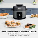 Ninja HyperHeat 9-in-1 Electric Pressure Cooker | 6.5 Qt Multi Cooker with Sear/Sauté, Slow Cooker, Rice Cooker, Sous Vide | 1200W | Fast Cooking, PFAS-Free Pot | Dark Gray | PC201GY