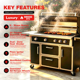 RENDGO NG 4 Cast Burners Outdoor Kitchen Grill Island, 99,000 BTU, Black Painting