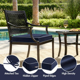 Navy Linen Outdoor Chair Cushions Set of 2, 19x19x3 Inch Waterproof Patio Seat Cushions for Outdoor