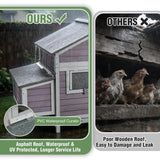 Large Chicken Coop Outdoor Wooden Hen House with Nesting Box Pull Out Tray and Waterproof Asphalt Roof Backyard Poultry Cage