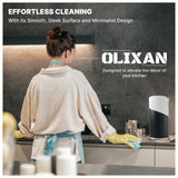 OLIXAN,Stainless Steel Paper Towel Holder Countertop, Modern Spiral Cover Design,Keep Paper Towel Clean,Weighted Base for Stability, Freestanding Easy One-Handed Operation for Kitchen Bathroom (Black)