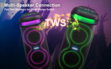 Fisher Portable Bluetooth Speaker PA Stereo System - Portable Wireless Karaoke Machine, Dual 6.5" Woofers, 80W Peak Power, Loud HD Sound, Bluetooth Speaker with RGB Lights, TWS, FM Radio, 2 Mic Inputs