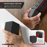 Monster Power Vertex Surge Protector with Detachable USB Power Strip (Black, Power Vertex XL)