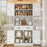 HOSTACK 71“ Tall Kitchen Pantry Storage Cabinet, Modern Kitchen Hutch Bar Cabinet with Microwave Stand, Wood Buffet Sideboard with Hutch, Cupboard with Drawers, Shelves for Dining Room, White