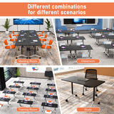 Rolling Folding Conference Table 47.2in Black 4-Person Modern Business for Office Classroom Training Meeting Room