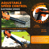 Decerk 21V Leaf Blower Cordless, Electric Snow Blowers with 2X 4.0Ah Battery, Lightweight Blower with Turbo Button, Variable Speed Dial, and Cruise Control for Sidewalks, Garages, Yards & Patios
