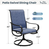 PHI VILLA Swivel Patio Dining Chairs Set of 4, Textilene Mesh Fabric, Blue