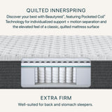 Beautyrest Silver BRS900 12” Extra Firm Queen Mattress, Cooling Technology, Supportive, CertiPUR-US, 100-Night Sleep Trial, 10-Year Limited Warranty, White